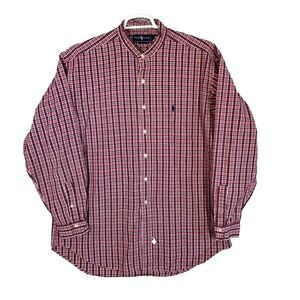 Ralph Lauren Men's Flannel Shirt XL Red Plaid Cotton Long Sleeve Button-Up M1204